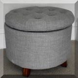 F50. 2 Small upholstered storage ottomans. 16”h x 20”w 